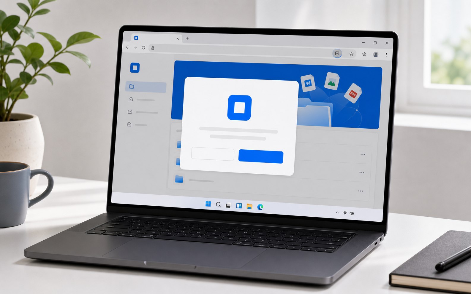 Illustration of a web app installation confirmation in Windows